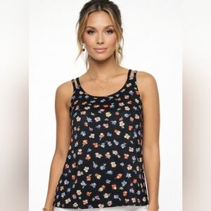 Nwt Cooper & Ella Floral Tank Top Jewel Neckline Spaghetti Straps